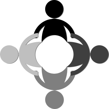 Graphic of 4 characters holding hands